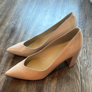 Marc Fisher tan nude wedge heel pointy toe shoe women 8.5